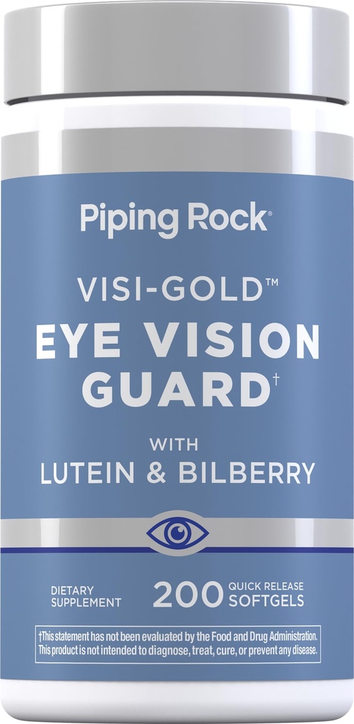Piping Rock Lutein and Zeaxanthin Supplements | 200 Softgels | with Bilberry Extract | Eye Vision Vitamin | Non-GMO, Gluten Free