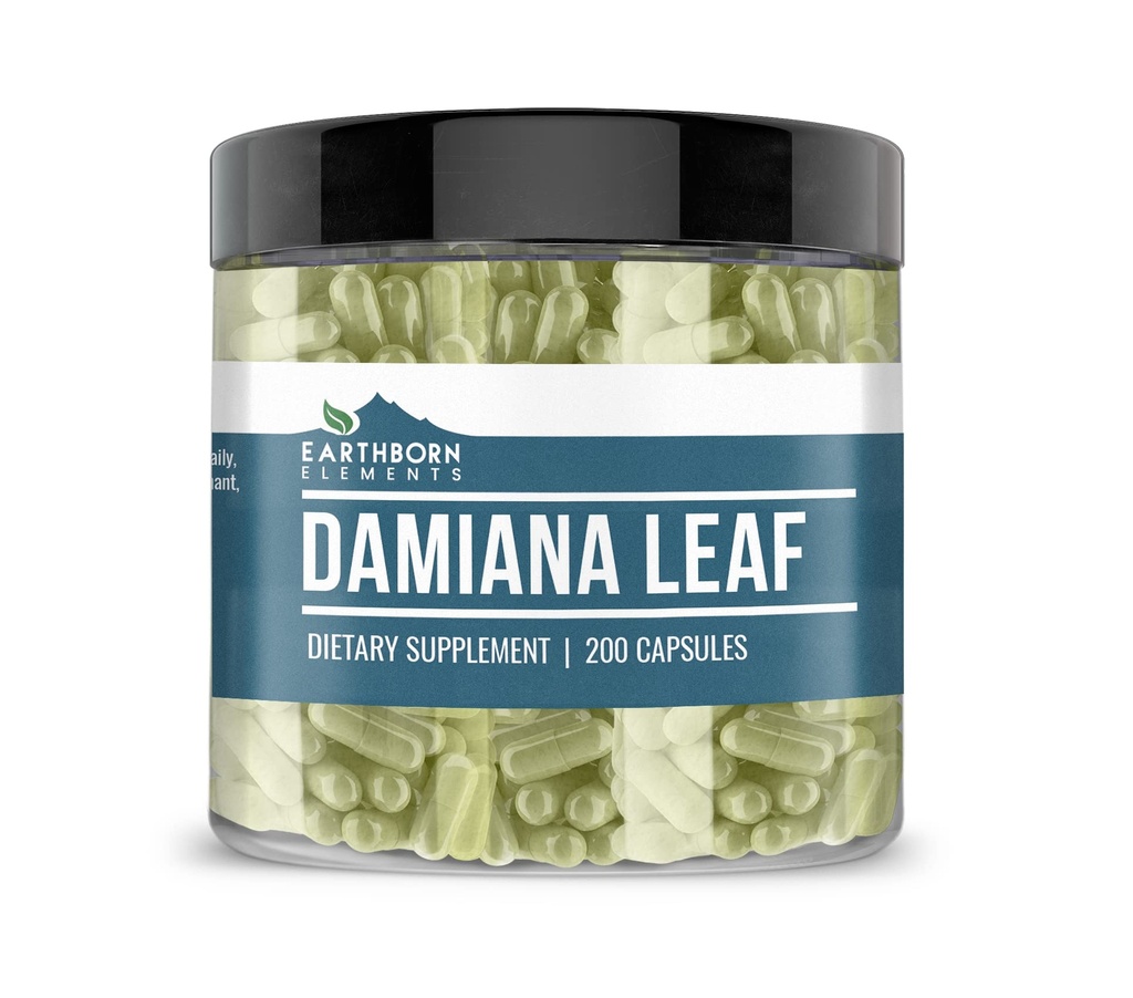 Earthborn Elements Damiana Leaf 200 Capsules, Pure & Undiluted, No Additives