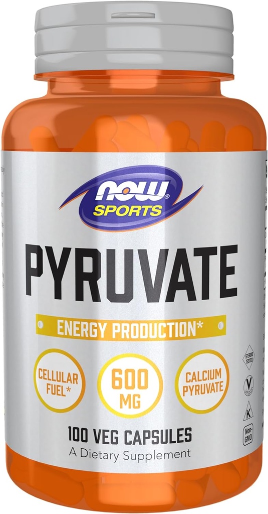 NOW Foods Sports Nutrition, Pyruvate (Pyruvic Acid) 600 mg, Energy Production*, 100 Veg Capsules
