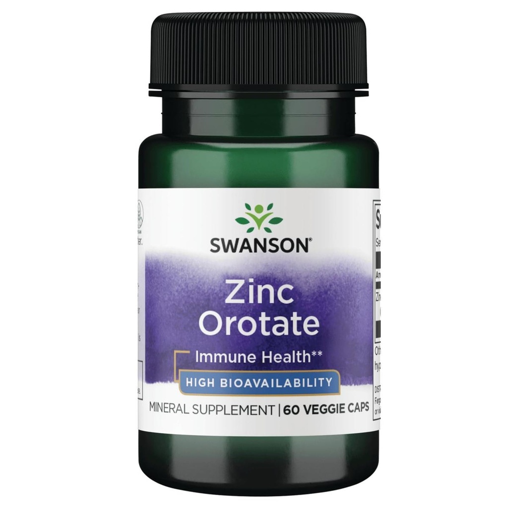 Swanson Zinc Orotate 10 Milligrams Elemental Zinc 60 Veg Capsules