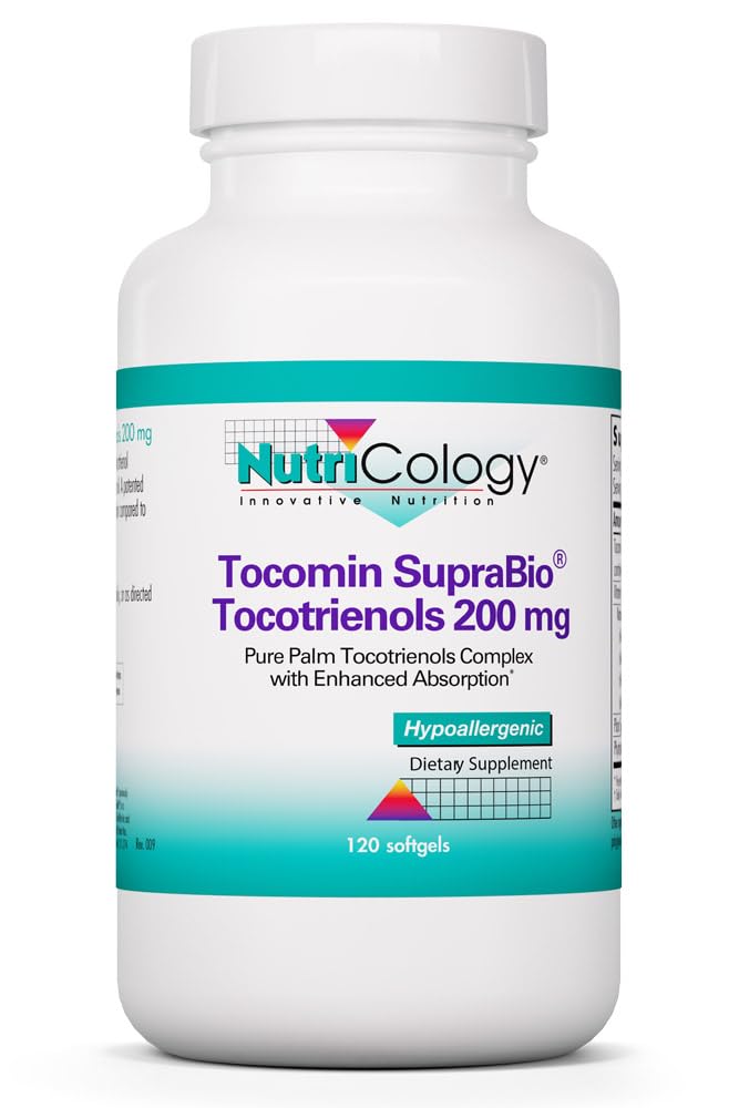 Nutricology Tocomin SupraBio Tocotrienols 200 mg - Supports Metabolic Balance, Liver Health & Immune Response - Optimal Absorption - Hypoallergenic - 120 Servings - 120 Softgels