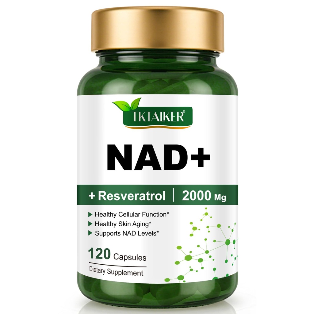 TKTALKER NAD Supplement 2000 Mg - 120 Capsules True NAD & Resveratrol