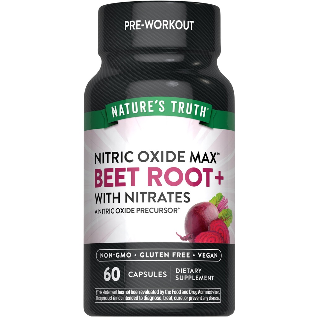 Nature's Truth Beet Root Capsules | 60 Count | Nitric Oxide for Men and Women | Vegan, Non-GMO & Gluten Free Supplement