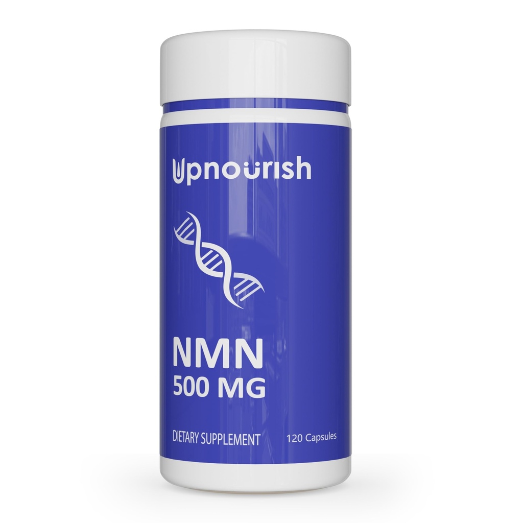 UpNourish NMN 500mg 120 Capsules - Beta Nicotinamide Mononucleotide NAD Supplement - Nicotinamide Riboside Alternative for Women & Men