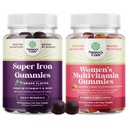 Bundle of Extra Strength Iron Gummies for Women and Men - Potent 45mg per Serving with Vitamin C and Multivitamin for Women Gummies for Adults Energy and Immunity - Women's Health and Wellness