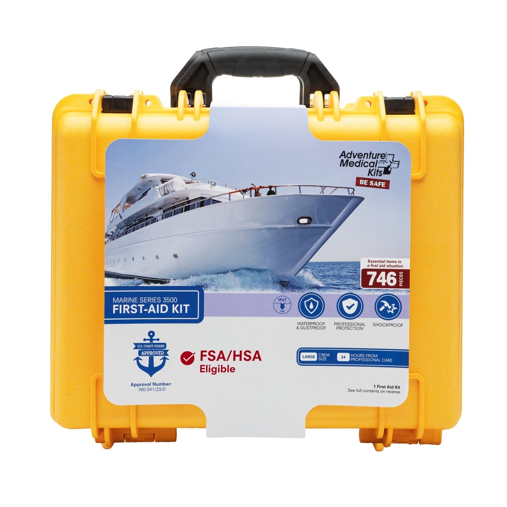 Adventure Medical Kits Marine Series Medical Kit - 3500 - Boat First Aid Kit For Large Crews 24 Hours From Care - Includes Emergency Medical Supplies Like Bandages, Medicine, Guide Book & More