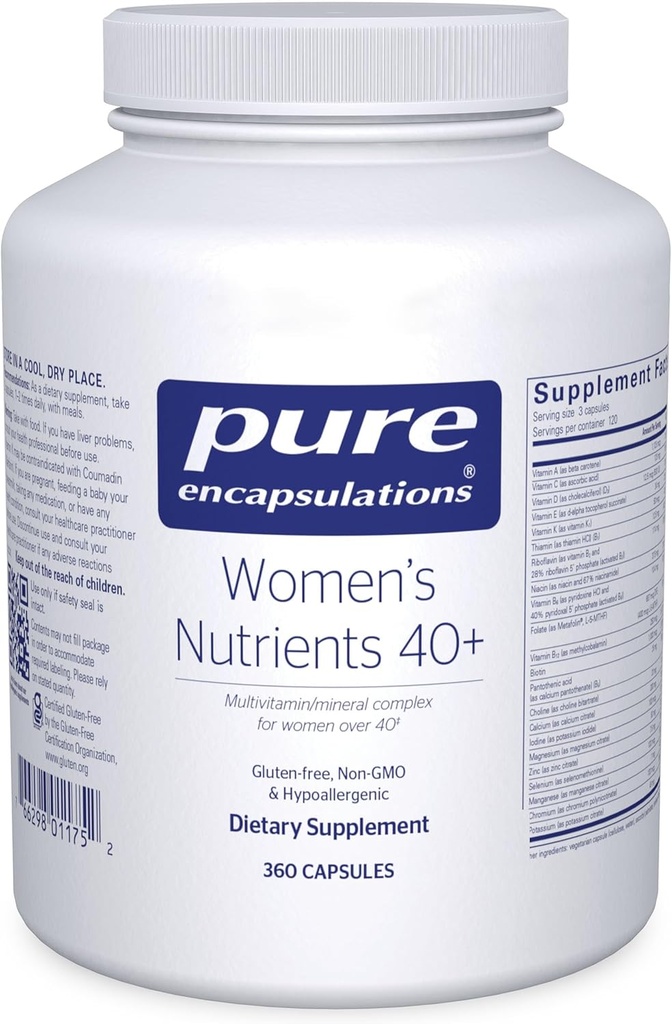Pure Encapsulations Women's Nutrients 40+ - Multivitamin for Women Over 40 to Support Urinary Tract Health, Breast Cell Health & Eye Integrity* - with Vitamin C, E & A - 360 Capsules