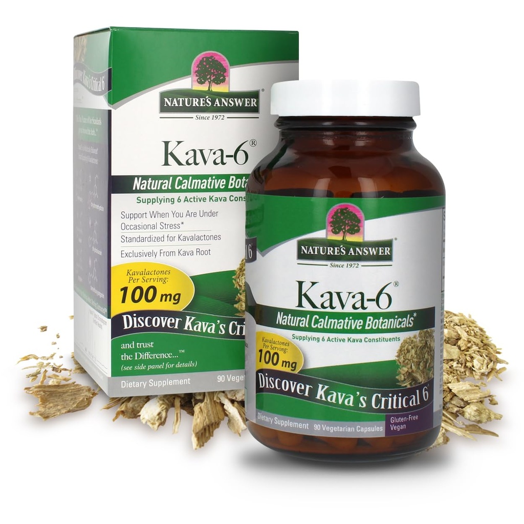 Nature's Answer Kava Root Powder 90 Capsules - Kava Powder for Mood & Stress Relief, Calming Support - Gluten Free, Vegan, Made in USA for Everyone