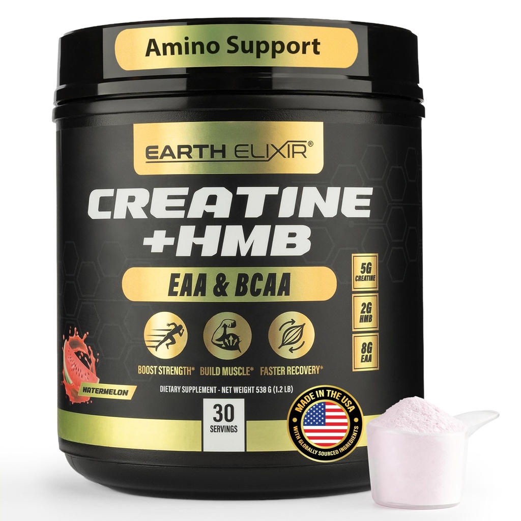 Creatine HMB Supplements for Men and Women w/Essential Amino Acids | EAA & BCAA Powder Mix | Creatine Monohydrate Powder and HMB | EAAS & BCAAS | Made in USA & 3rd Party Tested