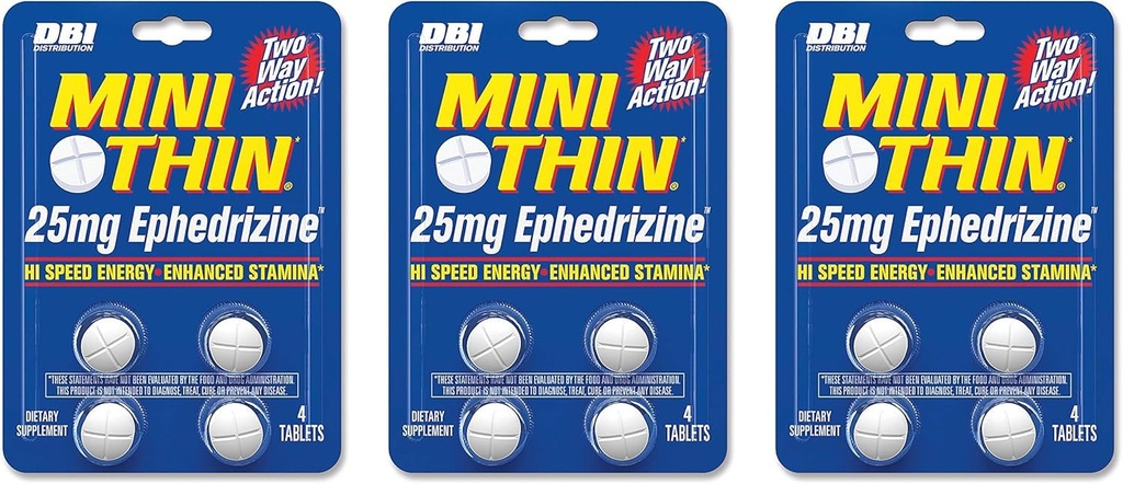 Mini Thin DBI Distribution Two Way Action 25mg Ephedrizine - 4 Count Blister - 3 Pack
