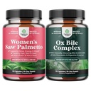 Bundle of Extra Strength Saw Palmetto for Women 500mg - Hair Vitamins with Maca Root & Biotin and Digestive Enzymes with Ox Bile with Trypsin, Papain & Bromelain Enzyme for Pancrease Cleanse & Detox
