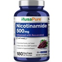NusaPure Nicotinamide with Resveratrol (Vitamin B-3) 500 mg - 180 Vegetarian Caps (Non-GMO & Vegan)