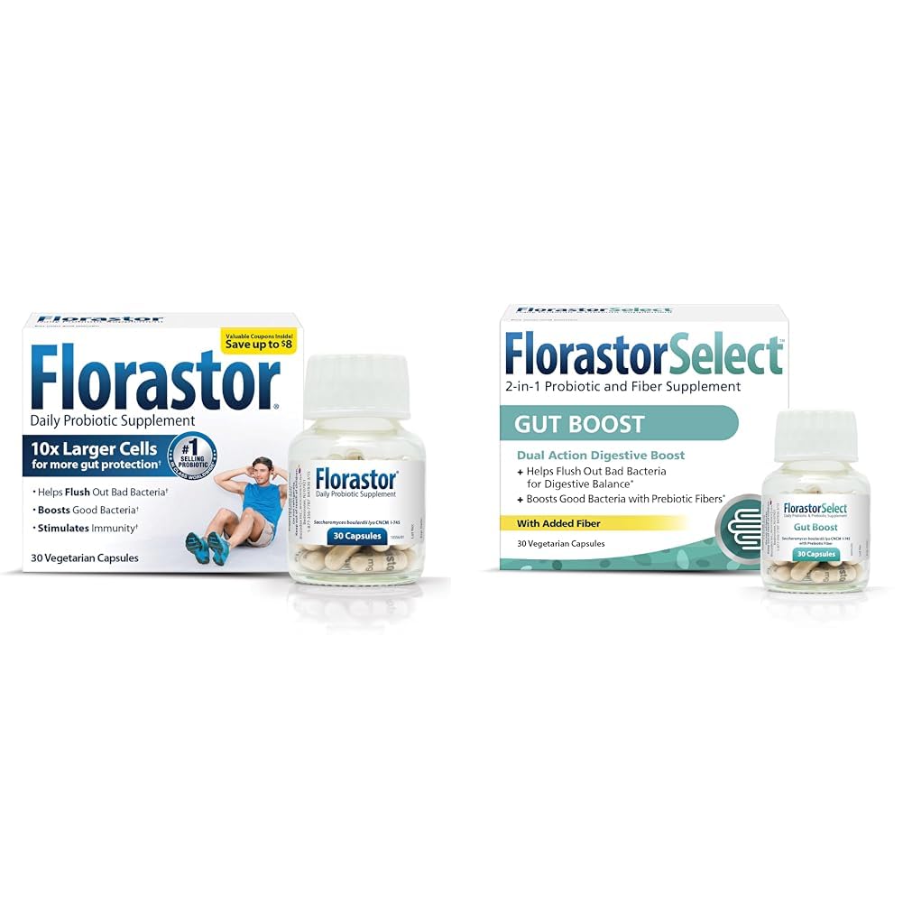 Florastor Probiotic Bundle for Digestion, Gut Health – 30 ct. Probiotic for Digestive & Immune Health + 30 ct. Gut Boost Daily Probiotic & Prebiotic - Boost Good Bacteria & Flush Out The Bad