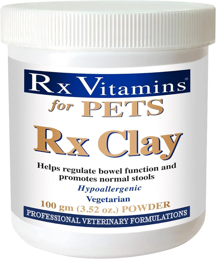 Rx Vitamins Rx Clay Powder for Pets - Anti Gas & Anti Diarrhea for Dogs & Cats - Pet Digestive Health & Stool Support - Cat & Dog Supplement for Elimination- 3.52 oz.