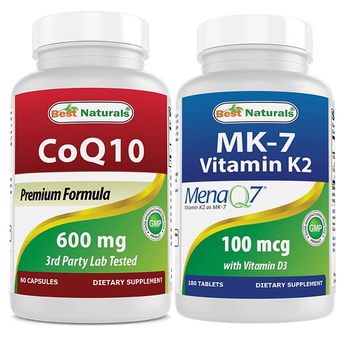 Best Naturals CoQ10 600 mg & Vitamin K2 (MK7) with D3