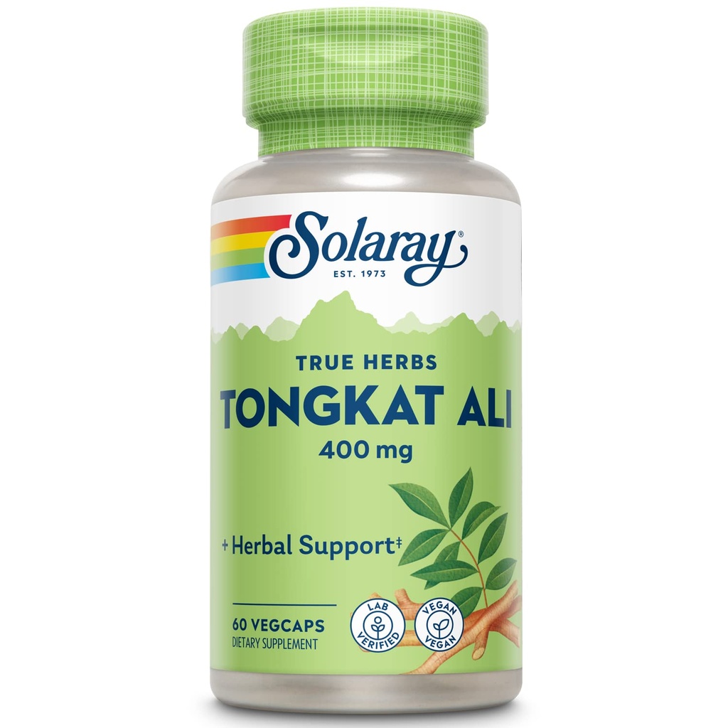 SOLARAY Tongkat Ali 400 mg - Longjack Tongkat Ali for Men - Herbal Support for Men's Health and Vitality - Vegan, Non-GMO, Lab Verified - 60 Servings, 60 VegCaps