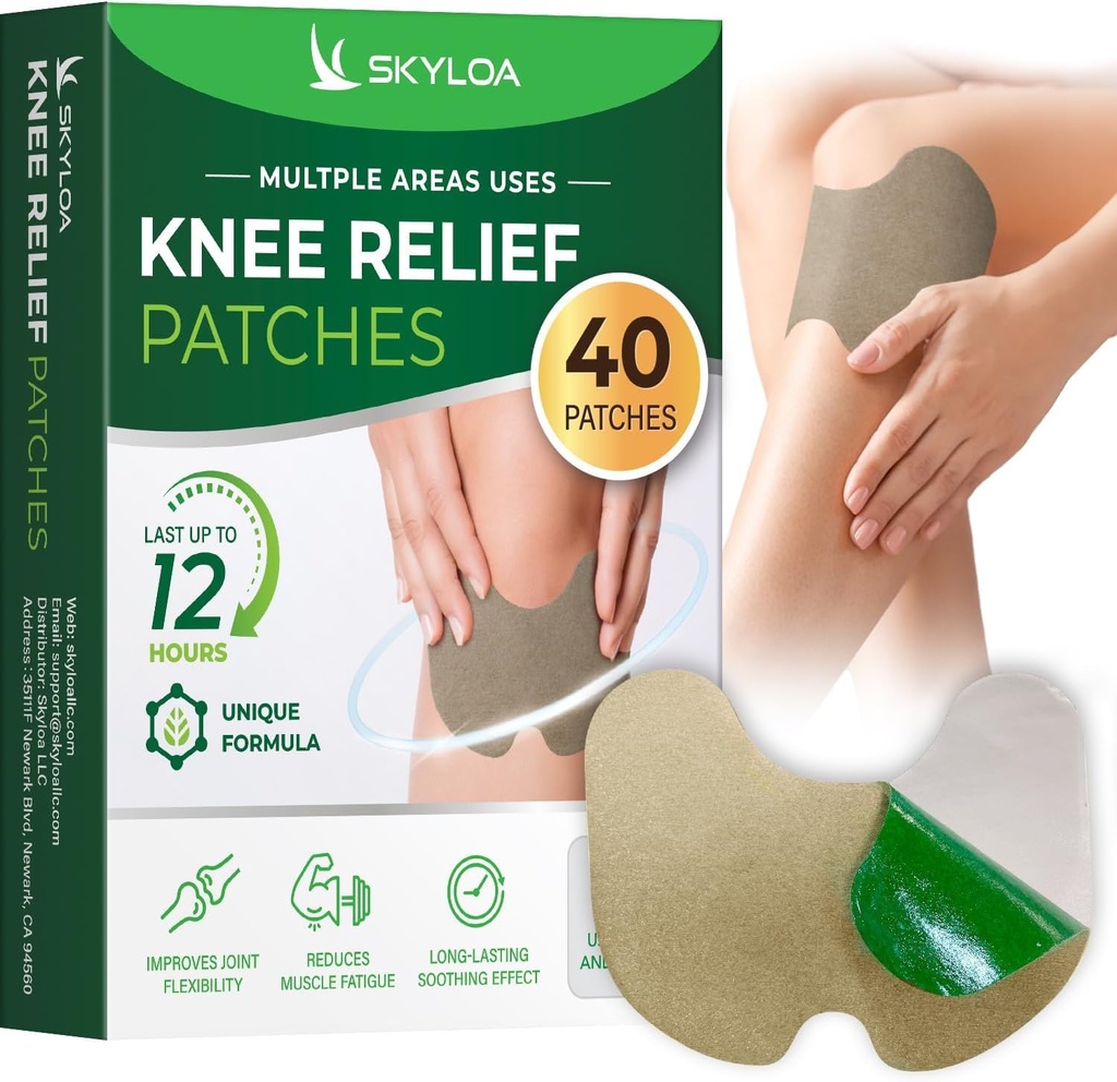 Knee Relief Patches: Knee Patches - Heat Patches for Joint Back Shoulder Neck - Herbal Patches for Knee - Wormwood Extract Sticker for Knee - Long Lasting Relief for Muscle - Up to 12 Hrs - 40 Count