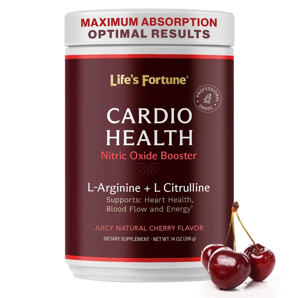 Life's Fortune 5000mg L- Arginine Supplement Powder & 1000mg L-Citrulline, High Potency Nitric Oxide Health Booster, Endurance, Workout Performance, Cherry Flavor (30 Servings)