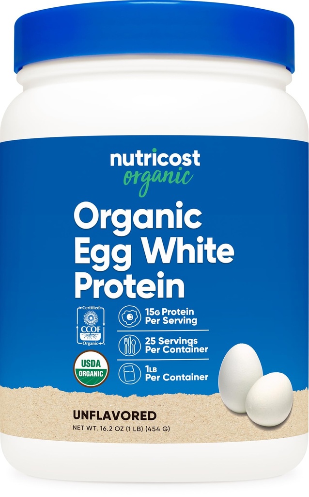 Nutricost Organic Egg White Protein Powder (1LB) 25 Servings Per Container - GMO-Free, Gluten-Free