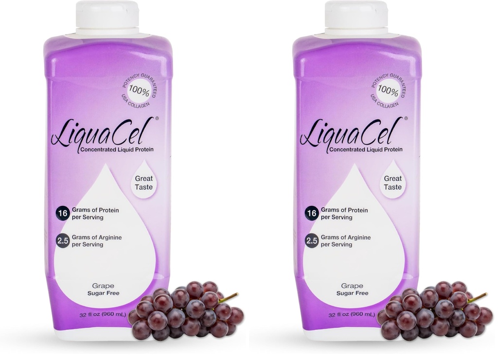 Global Health Products LiquaCel Liquid Protein 32 Ounces Grape (Pack of 2)