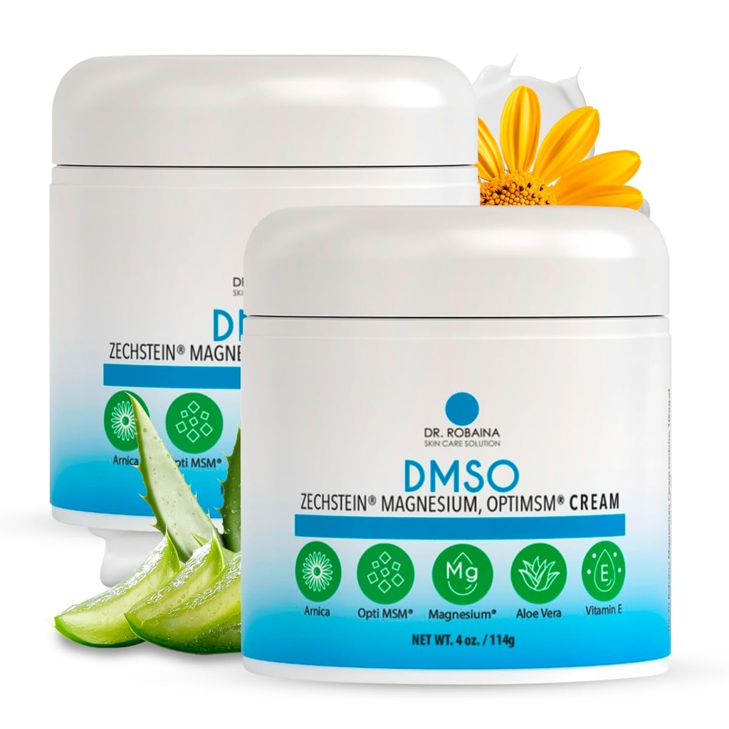 Dr. Robaina DMSO Cream – 99.9% Pure Dimethyl Sulfoxide | Formula with Zechstein Magnesium, Arnica, Aloe Vera & Vitamin E | Topical Cream for Body Wellness