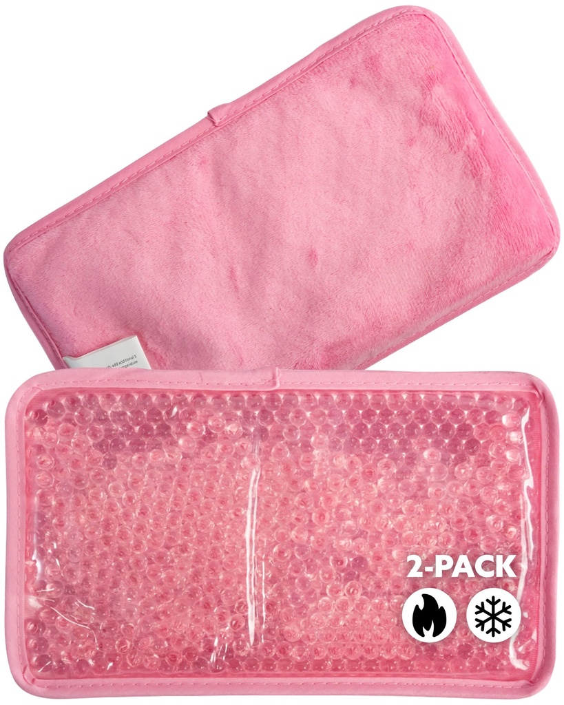 Alpi Rectangle Plush Gel Bead Ice Pack – 2 Pack Reusable Ice Packs with Beads for Hot & Cold Therapy - Soft, Plush Comfort for Muscle Aches & Relaxation (Pink)