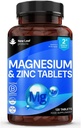Magnesium Supplement 500mg Magnesium and Zinc Supplement - High Absorbency Magnesium Oxide & Zinc - Muscle Bones & Healthy Immune Function - Vegan, Non-GMO, Gluten-Free - 120 Easy to Swallow Tablets