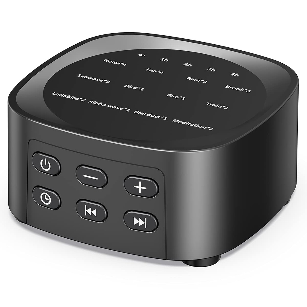 Sleepbox Sleep White Noise Sound Machines with 25 Soothing Sounds 36 Volume Levels 5 Timers Visible Sound Catalog Portable Size Memory Function for Home Office and Travel