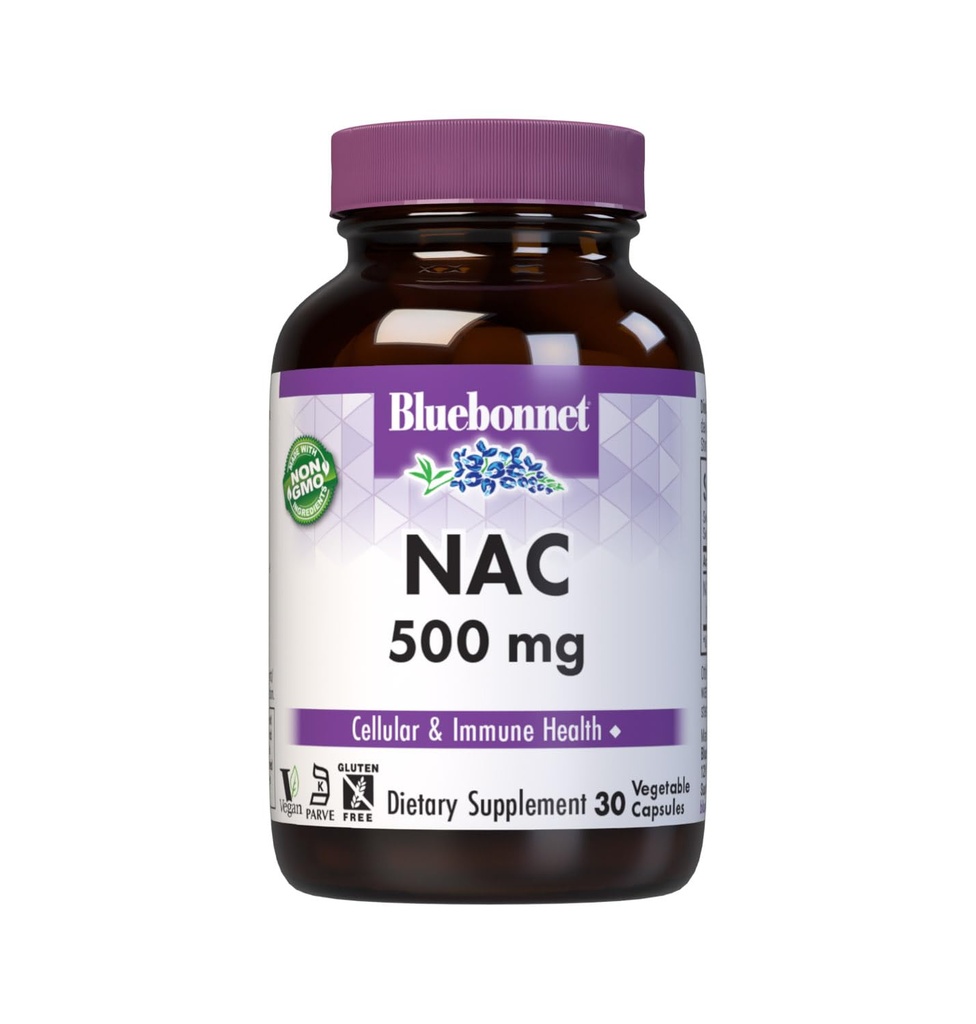 Bluebonnet NAC 500 mg Vitamin Capsules, 30 Count