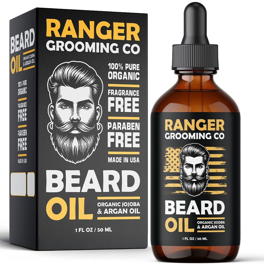 Leven Rose Beard Oil for Men and Beard Softener 100% Pure Natural for Bearded Men, Mustaches, and Moisturized Skin 1 oz by Ranger Grooming Co