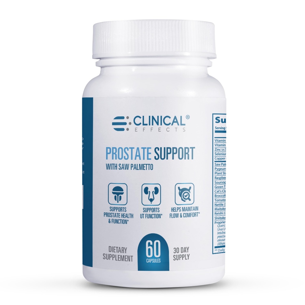 Clinical Effects Prostate Health Supplement - Prostate Support and Men's Health Formula - 60 Capsules - with Vitamin E, Pumpkin Seed and Saw Palmetto for Men of All Ages - Made in The USA