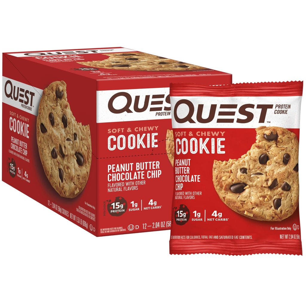 Quest Double Chocolate Protein Bars & Peanut Butter Chocolate Chip Protein Cookie Bundle, 12 Count Each