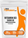 BulkSupplements.com Vitamin D3 Powder - Cholecalciferol, 5000 IU - Gluten Free, 50mg (125mcg of Vitamin D3) per Serving, 100g (3.5 oz) (Pack of 1)