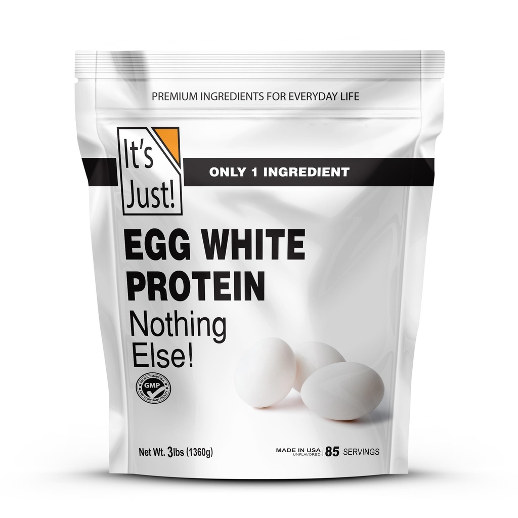 It's Just! - Egg White Protein Powder, Made in USA, Dried Egg Whites (Unflavored, 3lb)