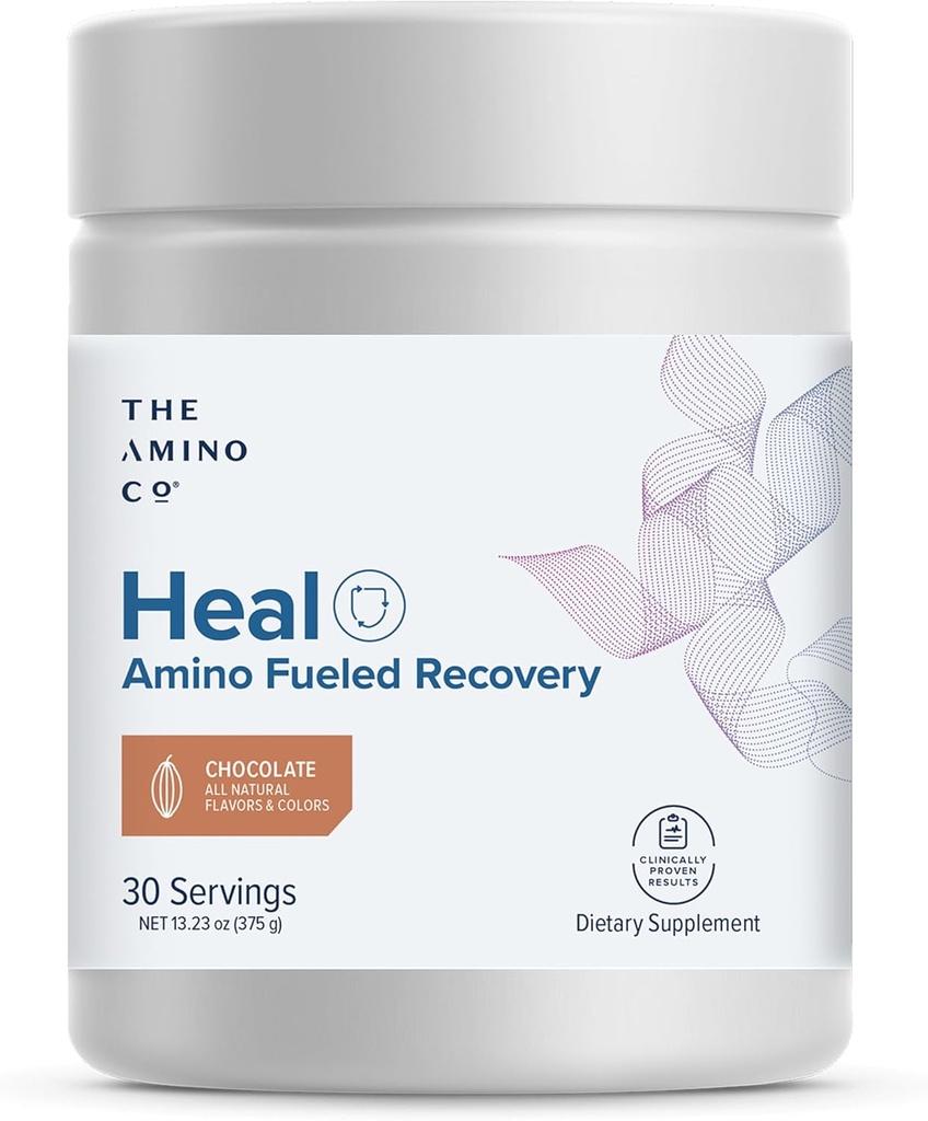 The Amino Co. - Heal - Post Workout Recovery Drink with Pure Eaa Amino Acid Formula - Creatine Monohydrate Powder for Efficient Muscle Repair, Vegan, and Keto-Friendly with Chocolate Flavor - 13.23oz.