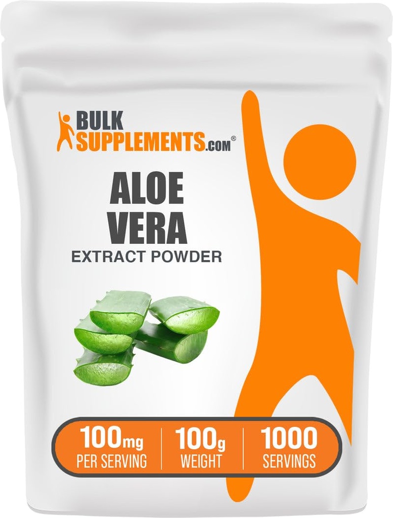BulkSupplements.com Aloe Vera Extract Powder - Aloe Vera Supplement, Herbal Supplement - Vegan & Gluten Free, 100mg per Serving, 100g (3.5 oz) (Pack of 1)