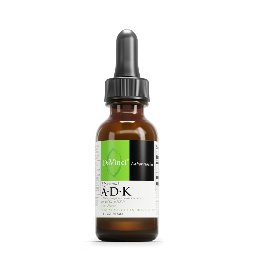 DAVINCI Labs Liposomal ADK - Liquid Dietary Supplement to Support Immune System, Bone and Heart Health* - with Vitamin A, Vitamin D3 and Vitamin K2 - Gluten-Free - Vegetarian - 30 ml