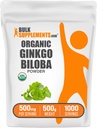 BulkSupplements.com Organic Ginkgo Biloba Powder - from Ginkgo Biloba Leaf, Herbal Supplement - Vegan & Gluten Free, 500mg per Serving, 500g (1.1 lbs) (Pack of 1)