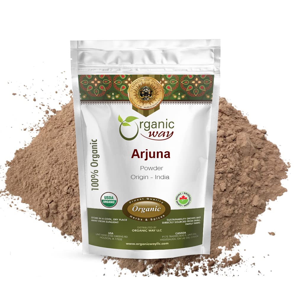 Organic Way Arjuna Bark Powder (Terminalia arjuna) - Organic & Kosher Certified | Raw, Vegan, Non GMO & Gluten Free | USDA Certified | Origin - India (1/2LBS / 8Oz)