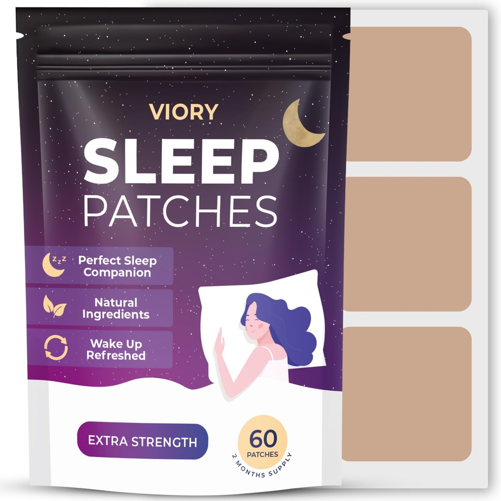 VIORY Sleep Patches for Adults Extra Strength | Easy-to-Apply Sleep Patch with Melatonin & Valerian | Relax & Wake Up Refreshed | Long-Lasting Night Comfort for Men & Women | 60 Patches