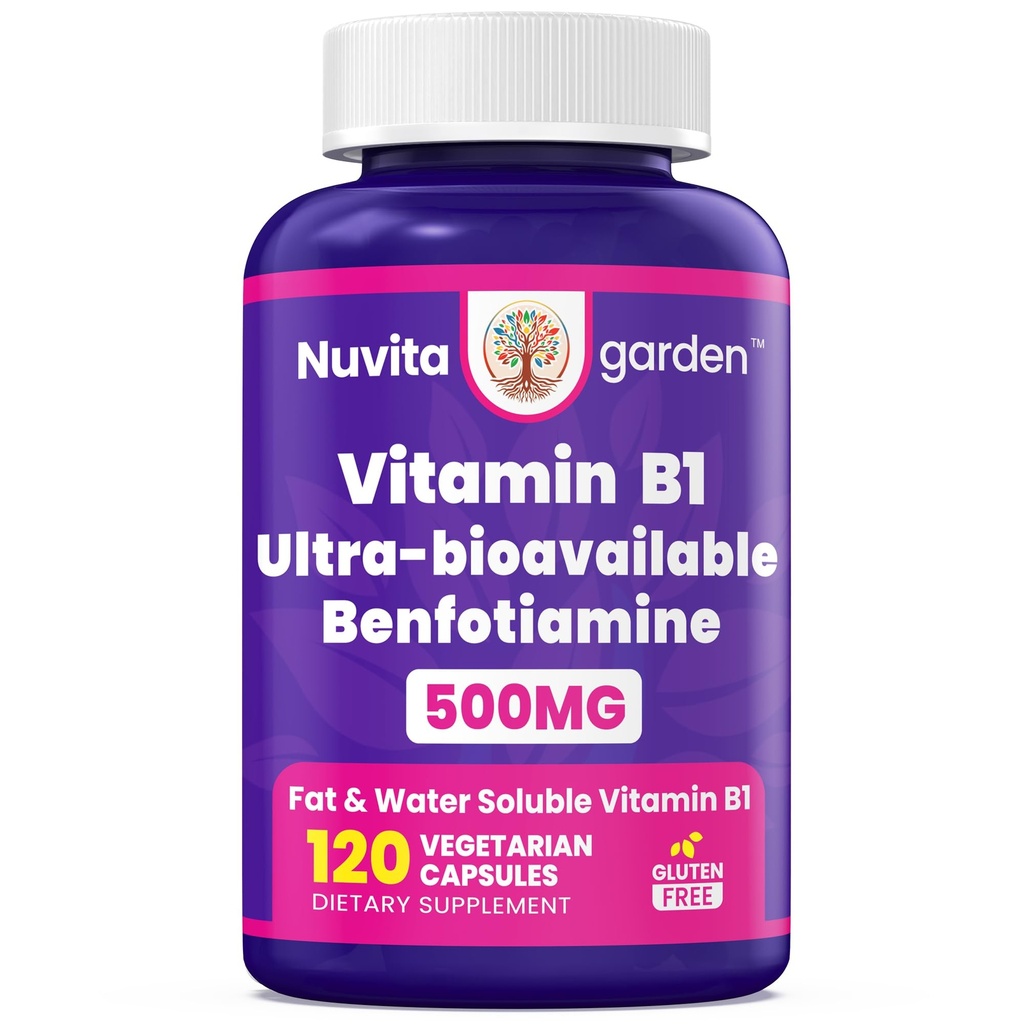 Benfotiamine 500mg (120 Vegetarian Capsules) No Stearates - No Silicon Dioxide - Vegan - Non GMO - Gluten Free