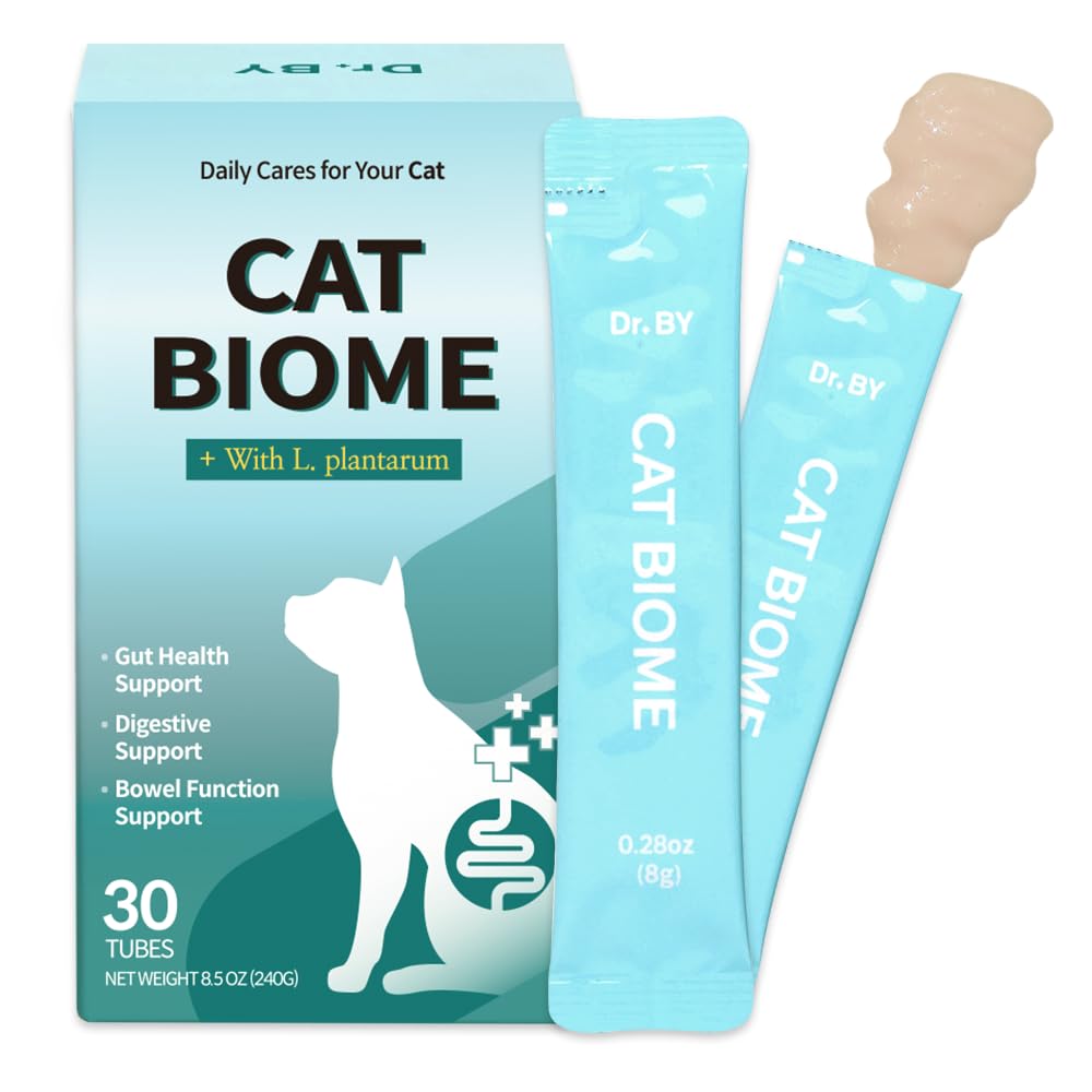 Doctor By Cat Biome Probiotics for cats Anti Diarrhea Feline Gut & Digestive Support Immune Health Sensitive Stomach Constipation with L. plantarum+Prebiotics 30 Lickable Formula Individually Packaged