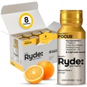 Ryde: Focus + Energy Shot, 0 Calories, 0 Sugar, L-Theanine & Ginseng, Green Tea Caffeine, Vitamins B2 & B7, 2 FL OZ Shots, Orange Flavor, Supports Focus (8 Pack)