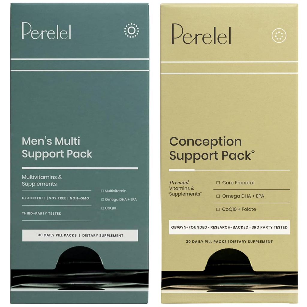Perelel Conception Support Pack & Men's Multi Support Pack, Prenatal Multivitamin for Fertility Wellness & Daily Multivitamin for Men's Wellness, 60 Daily Pill Packs