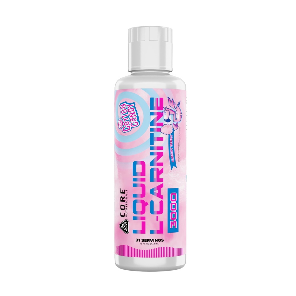 Core Nutritionals Liquid L-Carnitine Pre Workout | Support Fat Metabolism | Stimulant Free Energy | Zero Sugar | 16 fl oz, 31 Servings (Fun Sweets Cherry Berry)