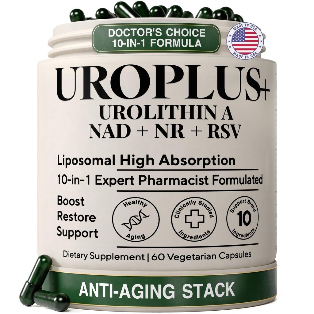 Liposomal Urolithin A Complex, 1250mg 10-in-1 with NAD+, NR, & Resveratrol