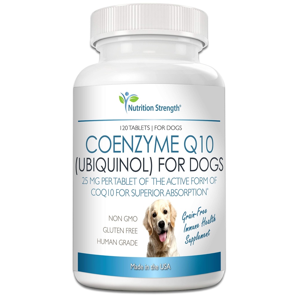 Coenzyme Q10 for Dogs Grain-Free Supplement, Ubiquinol - The Electron-Rich Form of CoQ10, Promotes Heart Health, Cognitive and Energy Support for Dogs, 120 Chewable Tablets