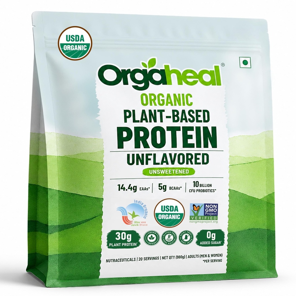Organic Plant Protein Powder | 980g - Unflavoured | 30g Protein | Vegan | Pea, Mung Bean & Lentil Protein Blend | Clean, Easy to Digest | No Added Sugar, Gluten Free