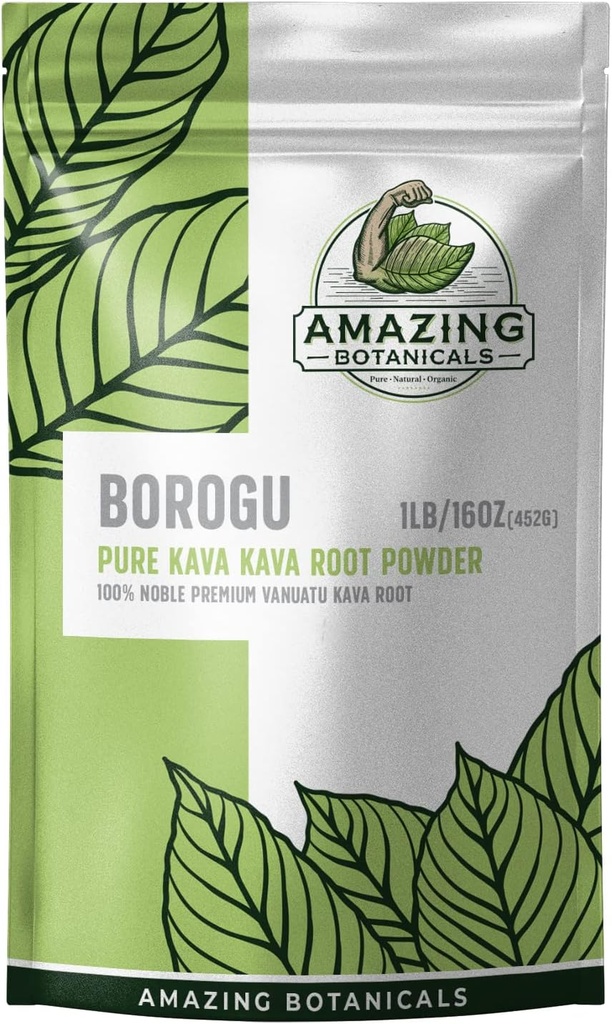 Amazing Botanicals Kava Root - Fresh Borogu Kava Root - 100% Noble Kava-Kava 16oz/1lb, 1 Pound Bag of Pure Finest Fresh Vanuatu Kava Root