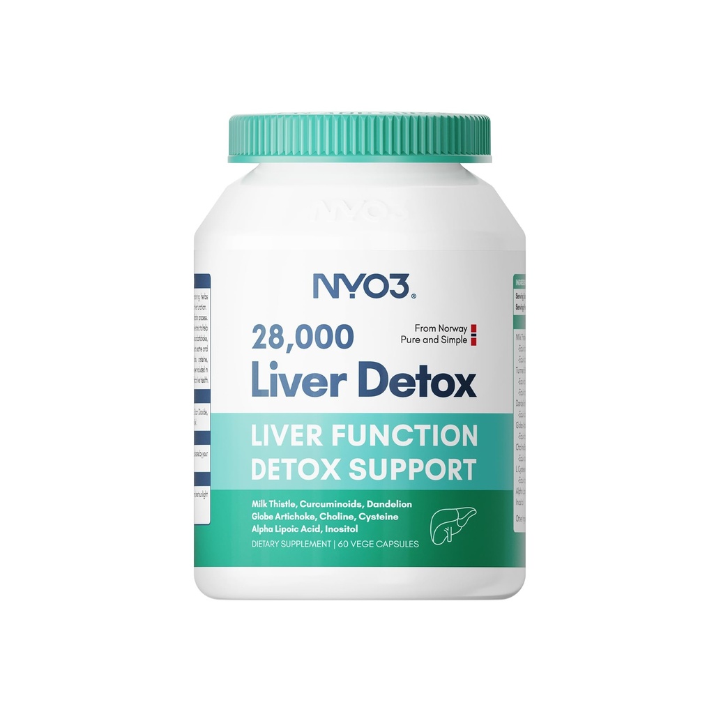 NYO3 Milk Thistle 200mg Liver Detox Supplement with Dandelion Root & Artichoke Extract | 60 Capsules | Silymarin Antioxidant Support,Liver Cleanse & Herbal Health Supplement
